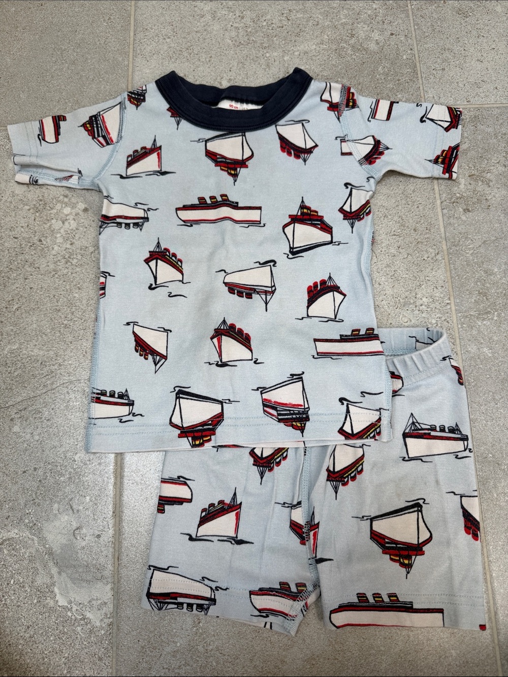 Hanna Andersson Short Johns Set, Light Blue Boat, 3T